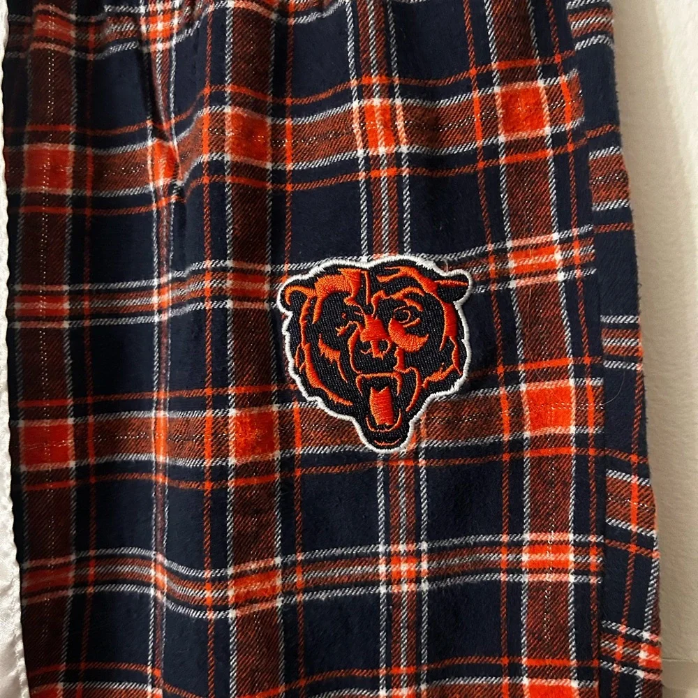 NFL Team Apparel Medium Chicago Bears Football  Orange Blue Plaid Lounge Pants